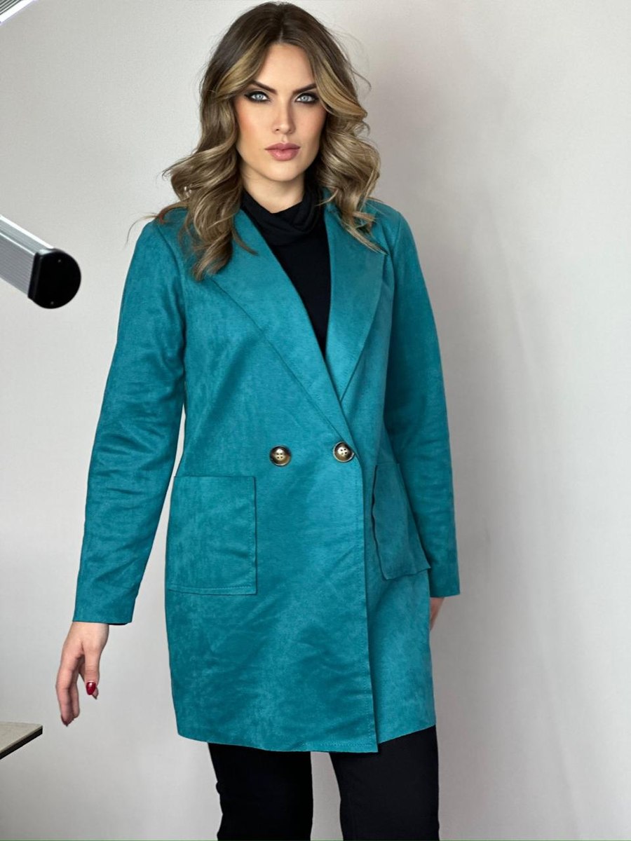 Chaqueta Amalfi en suede aqua