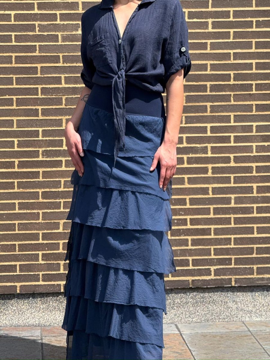 Falda Rocío de volantes en navy
