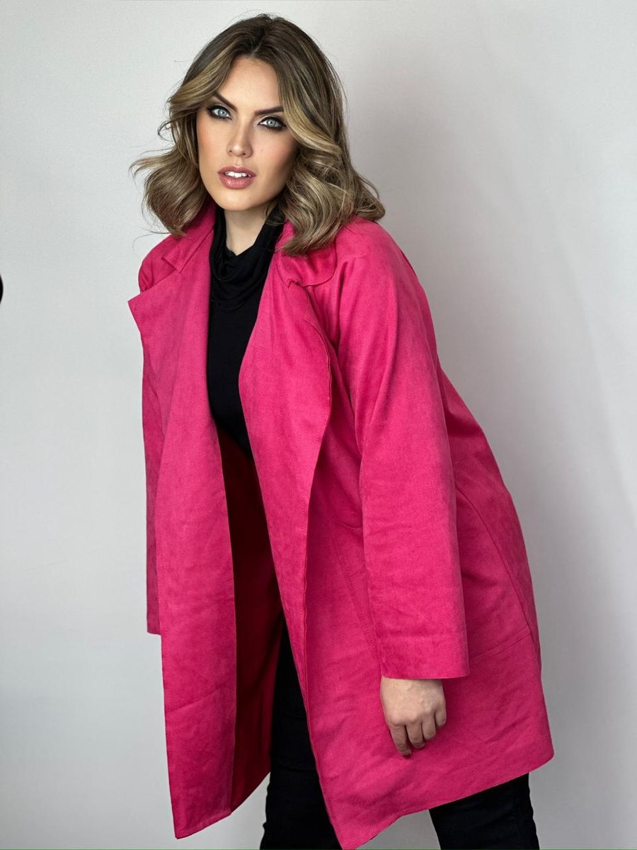 Chaqueta Riviera oversize en suede rosa magenta